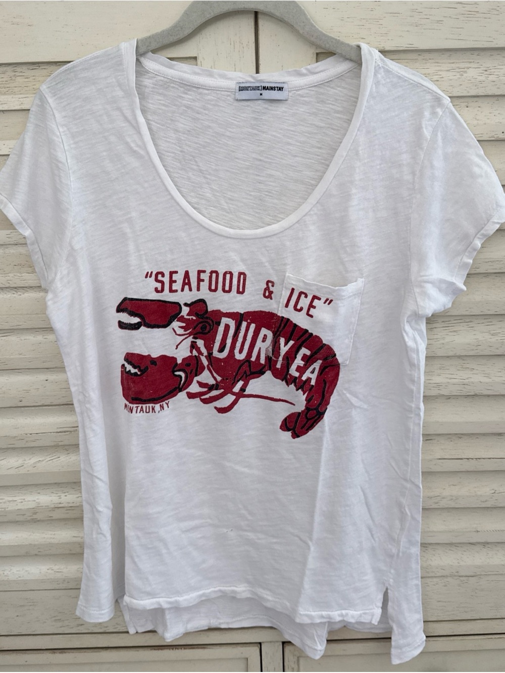 Women’s Vintage Duryea Montauk, NY Scoop Neck Tee By Montauk Mainstay Size M